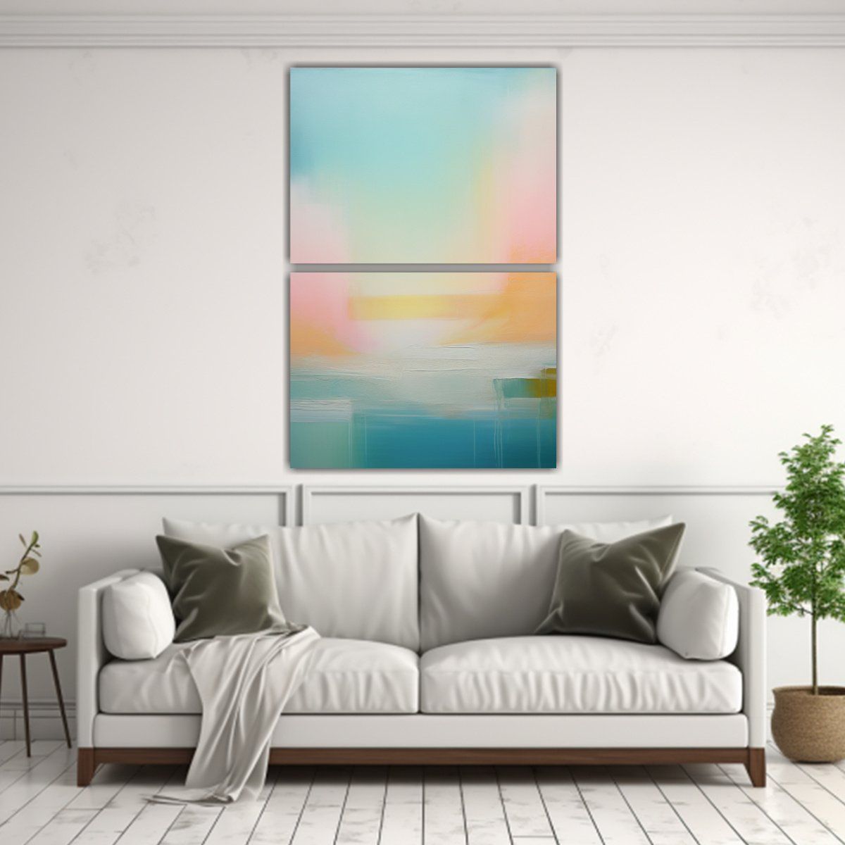 GENERICO - Dos Lienzos De Tela Tonos Riqueza Visual Pintura 80x120 Cm