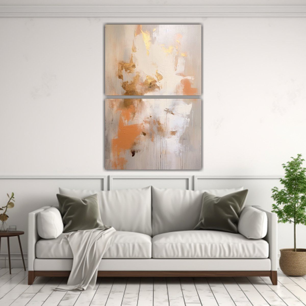 GENERICO - Pintura Abstracta En Lino Blanco Cálido 80x120 Cm