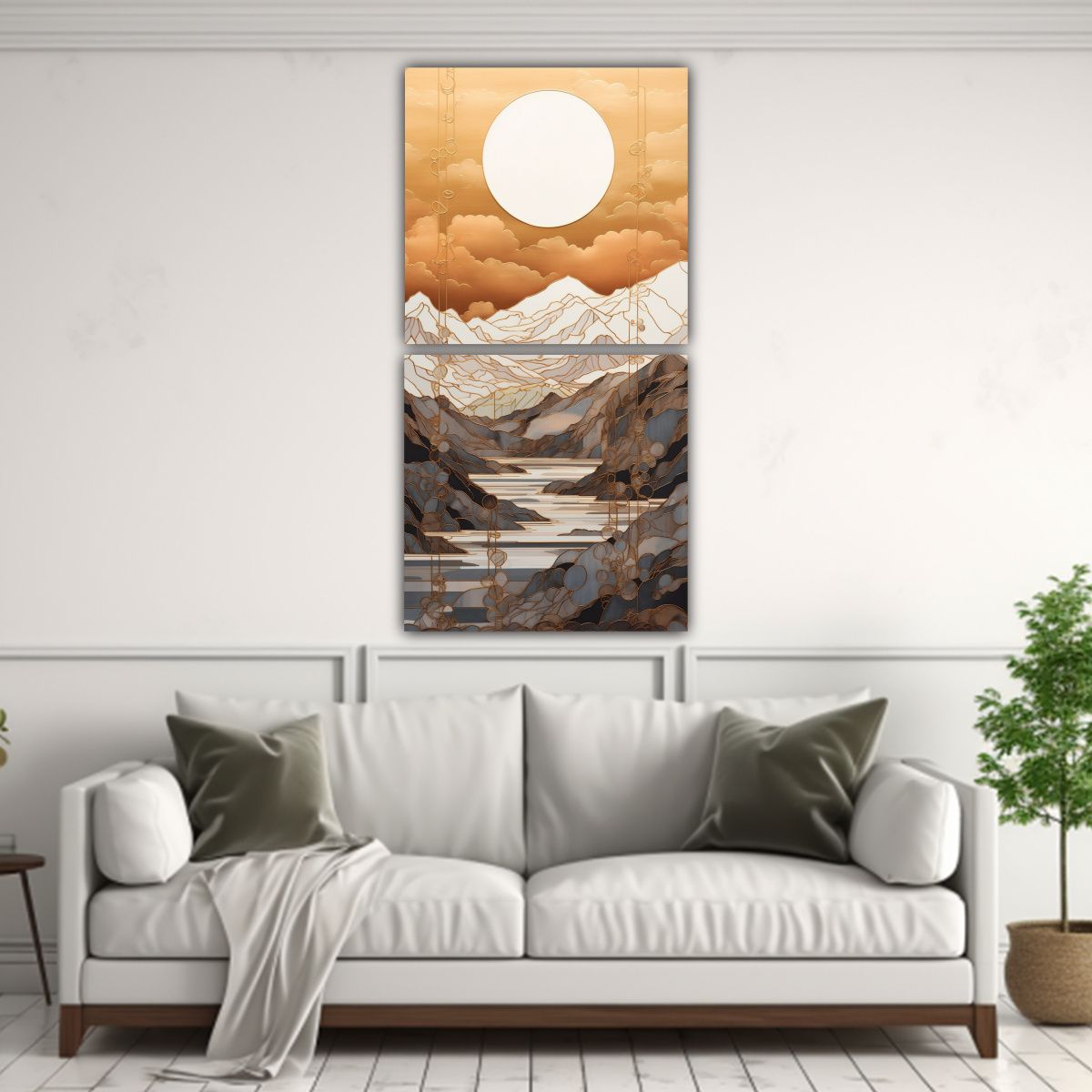 GENERICO - Pintura Contorno Línea Abstracta Artesanal NYC 30x60 Cm
