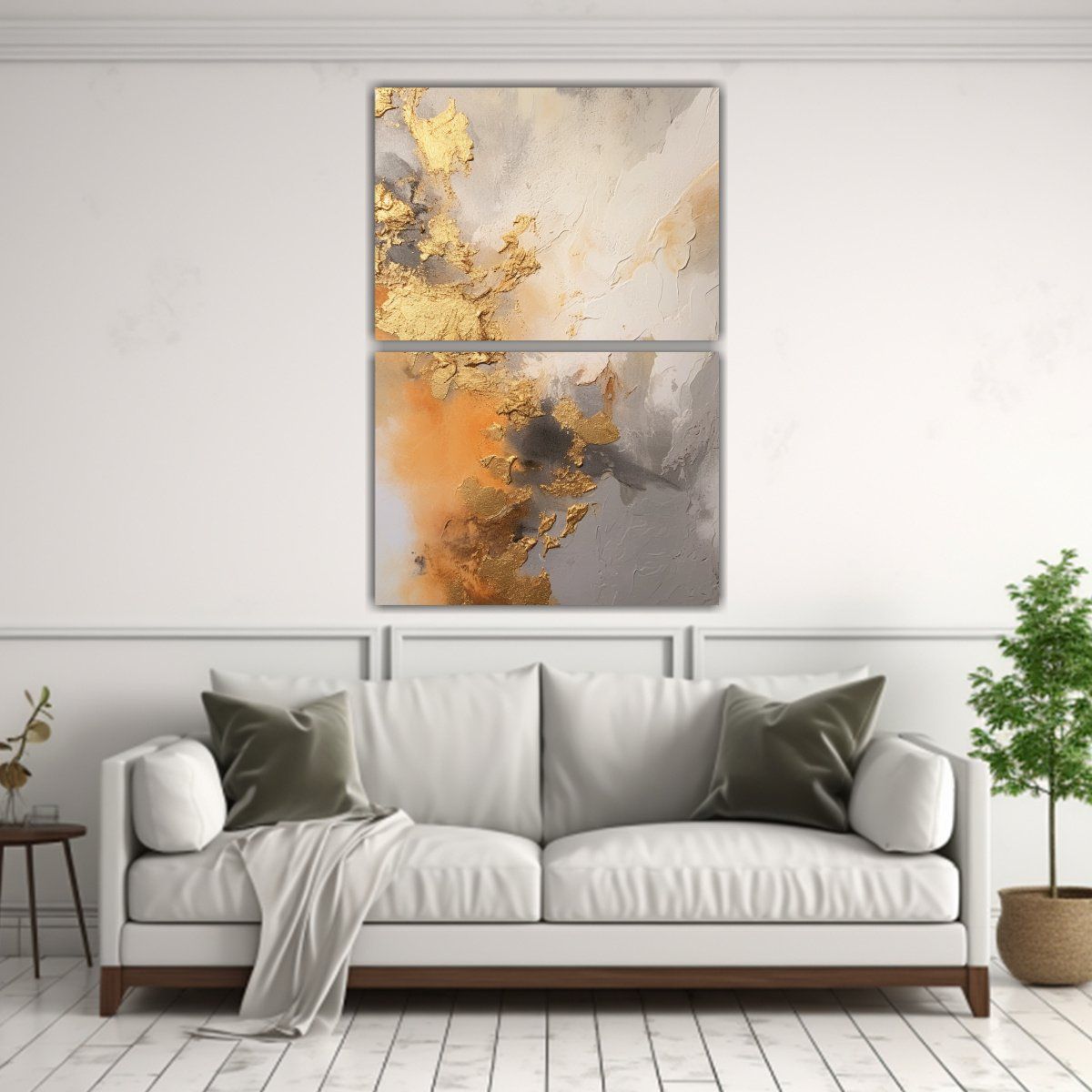 GENERICO - Pintura Abstracta Vintage En Tonos Dorados Y 80x120 Cm