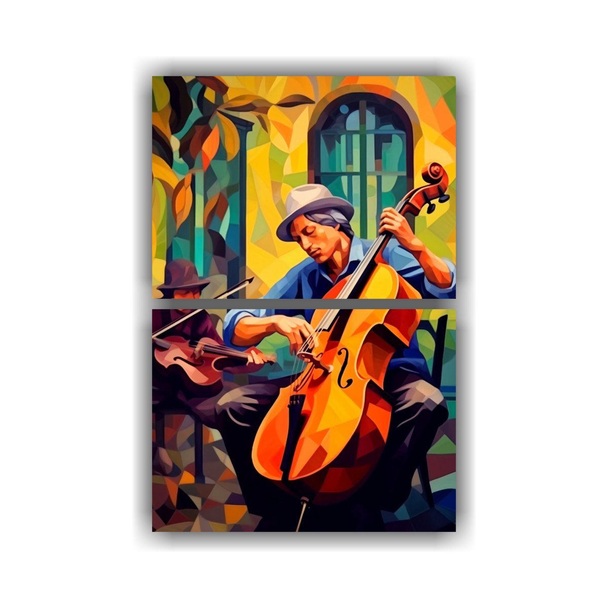 GENERICO - Cuadro Horizontal De Habitación Con Retratos 80x120 Cm