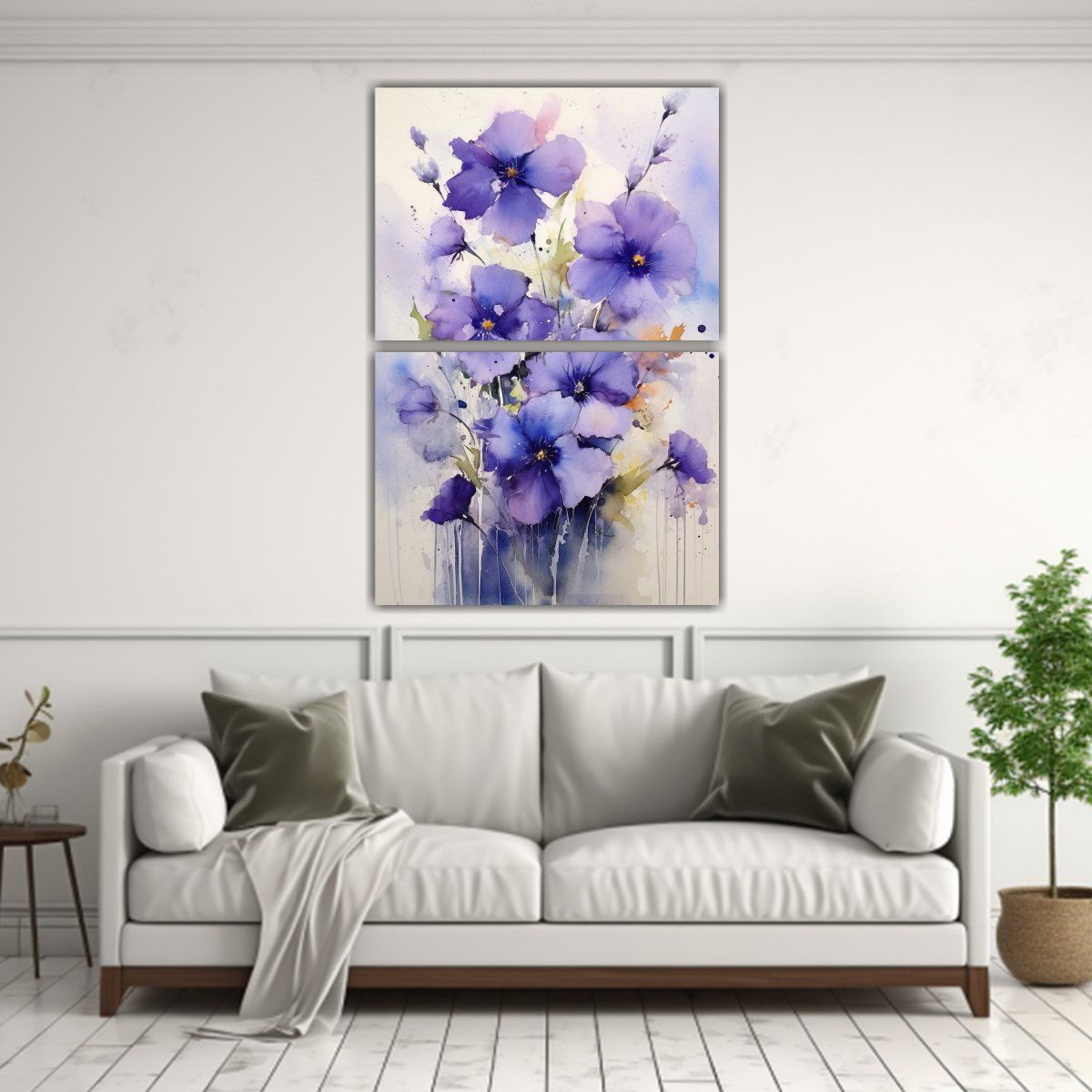 GENERICO - Pintura De Acuarela De Flores Moradas En Una 80x120 Cm
