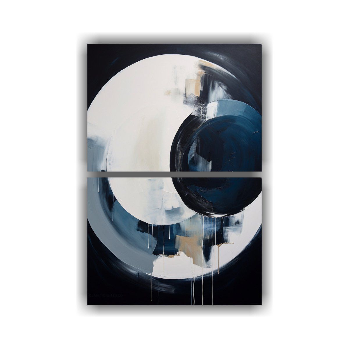 GENERICO - Pintura Abstracta Blanco Negro Y Azul Para 80x120 Cm