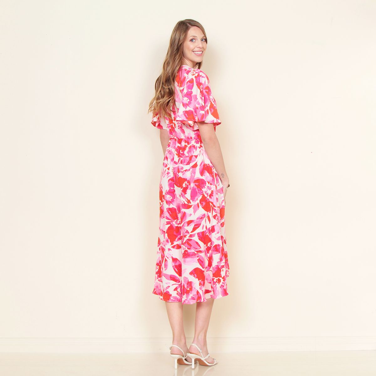 WADOS - VESTIDO CRUZADO MANGA CORTA ESTAMPADO ESCOTE V