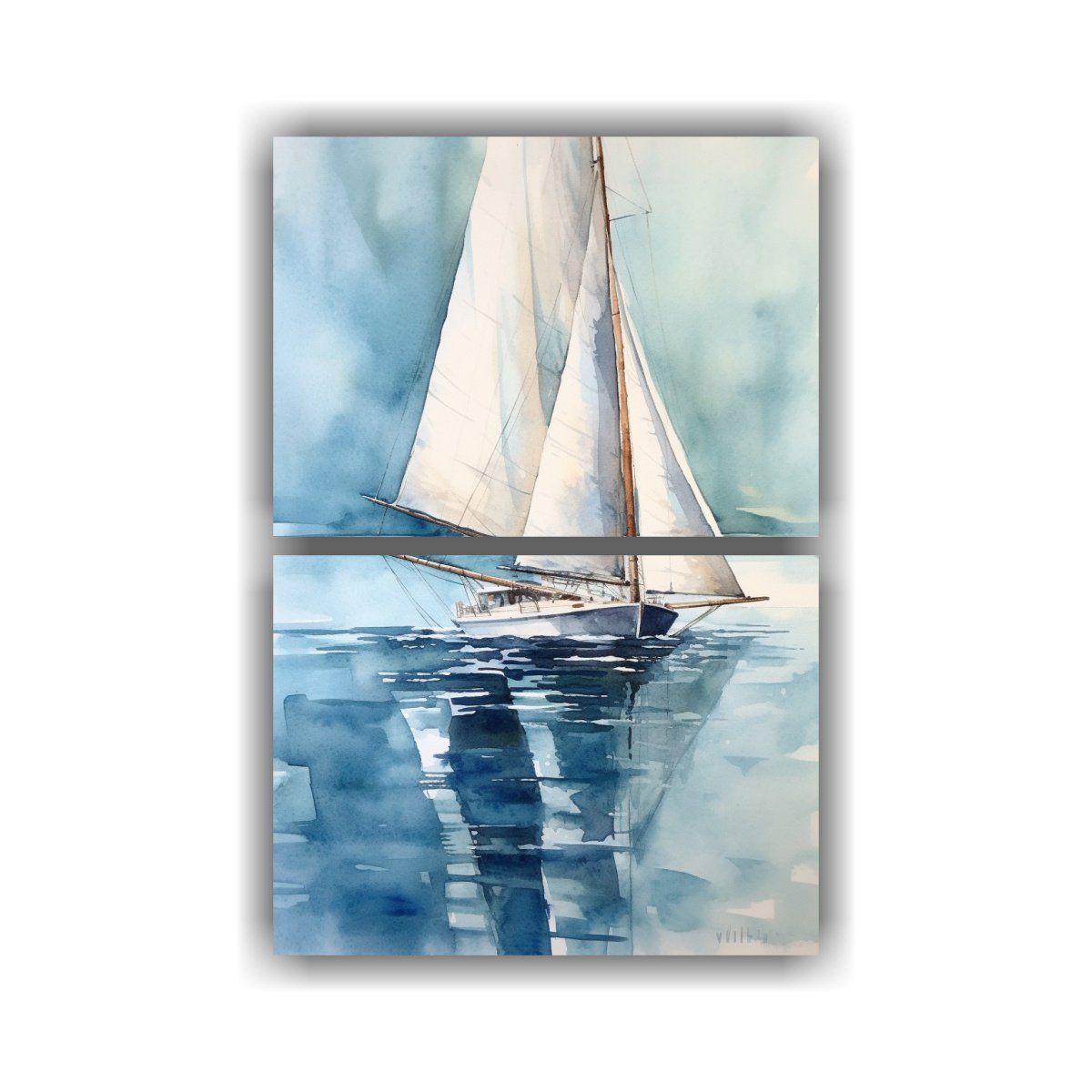 GENERICO - Pintura Decorativa Simetría Vela Blanca Barco 80x120 Cm