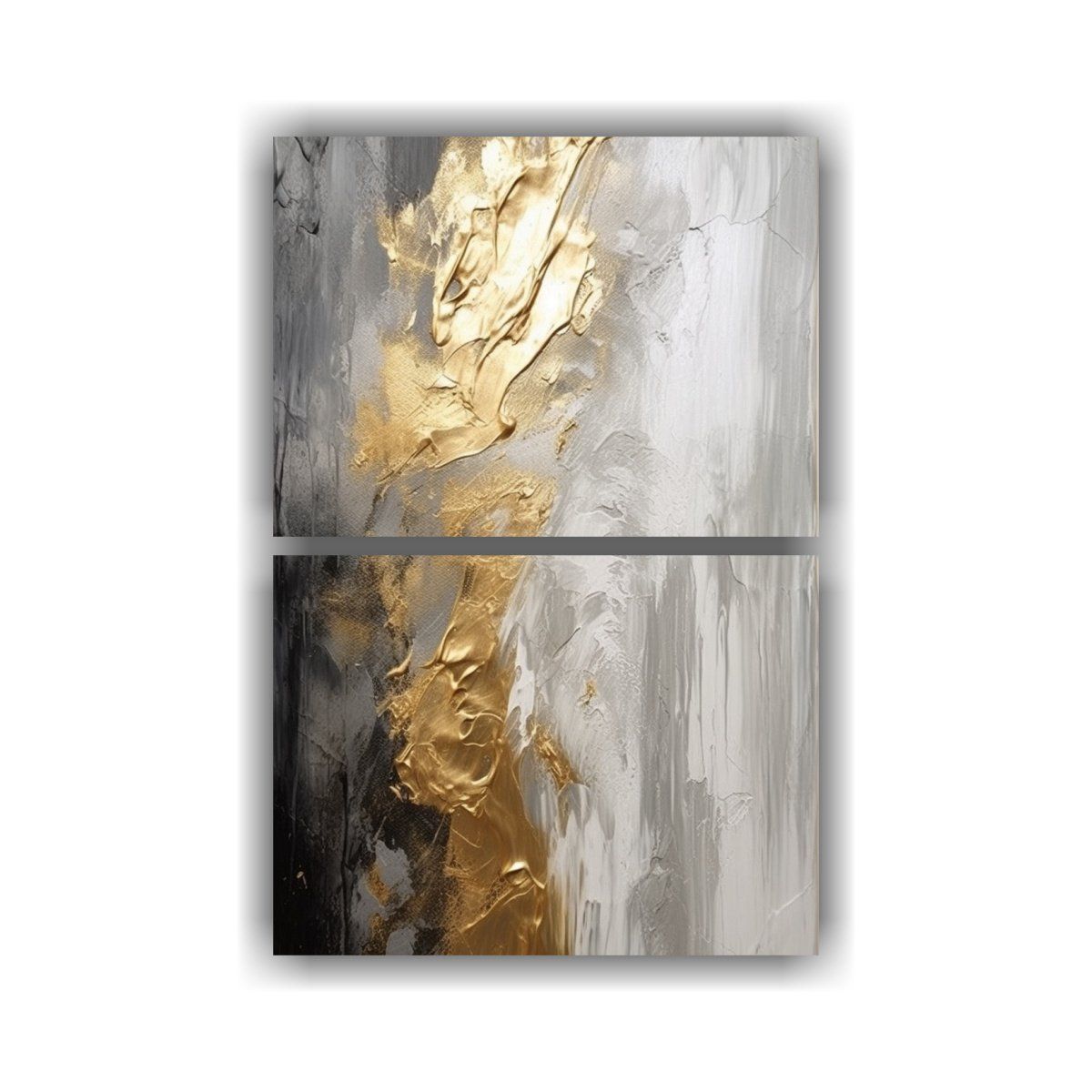 GENERICO - Pintura Abstracta En Tonos Dorados Y Grises 80x120 Cm