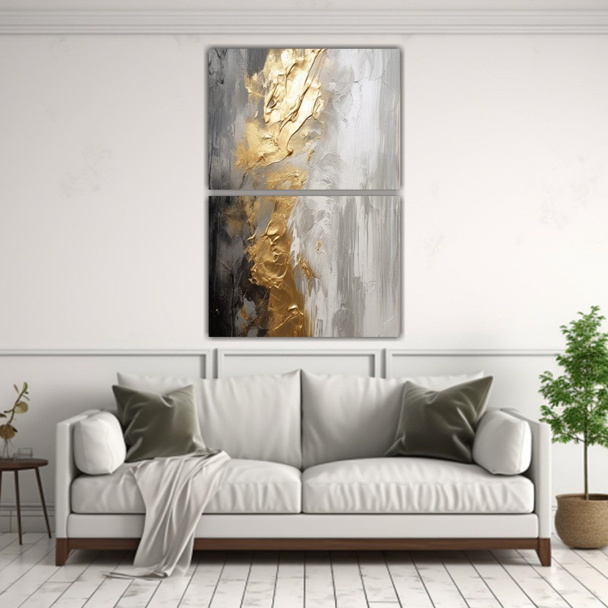 GENERICO - Pintura Abstracta En Tonos Dorados Y Grises 80x120 Cm