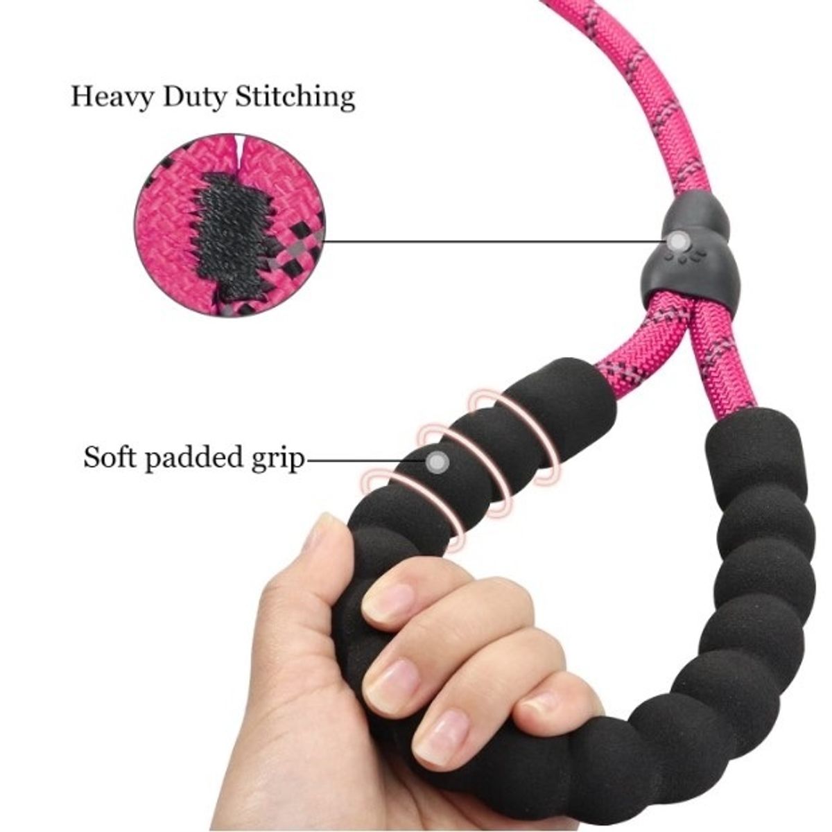 MARBEN PETS - Correa Anti Tirones Con Resorte Perros Mascotas 1x120cm Fucs