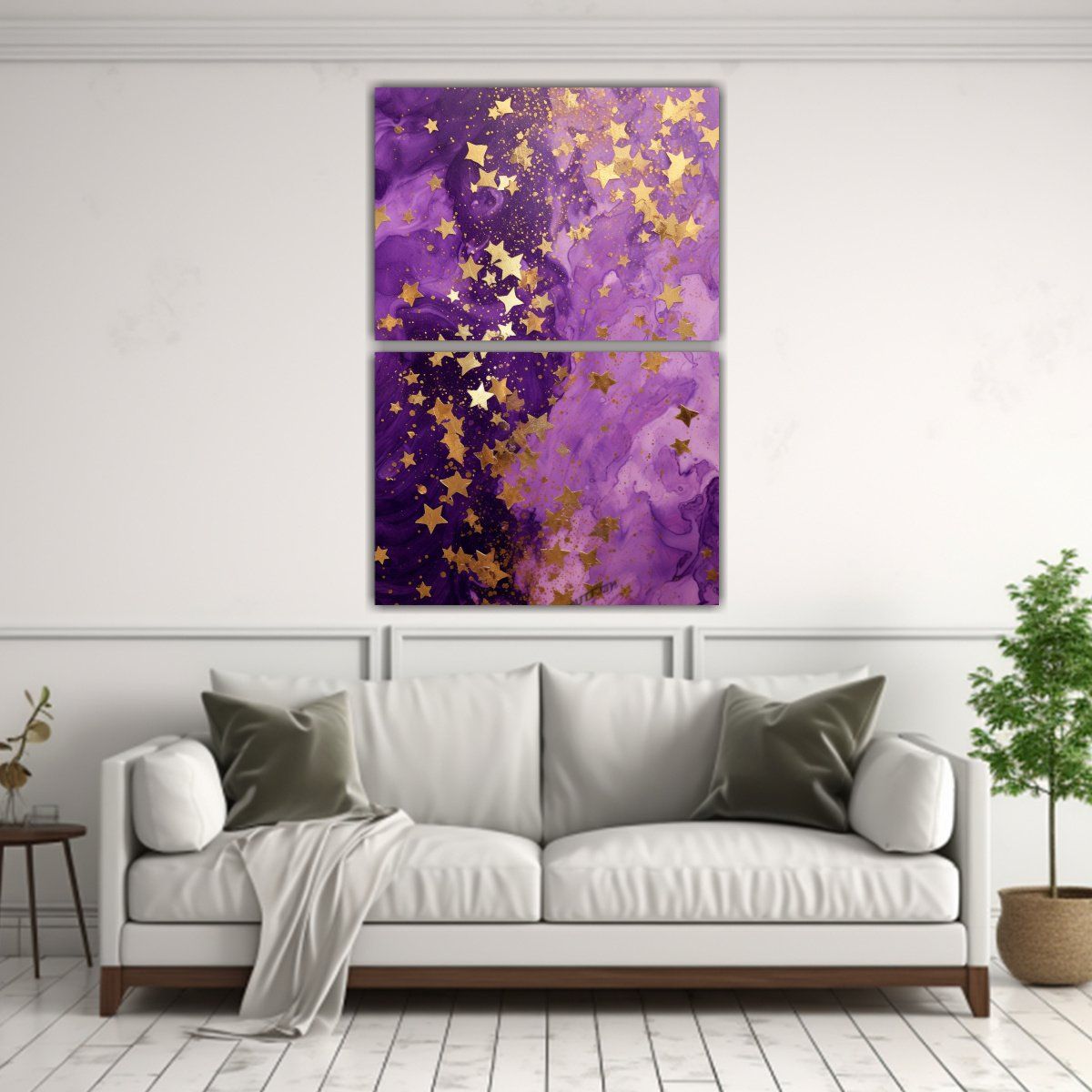 GENERICO - Cuadros Concepto Salon Con Estrellas Purpuras Y 80x120 Cm