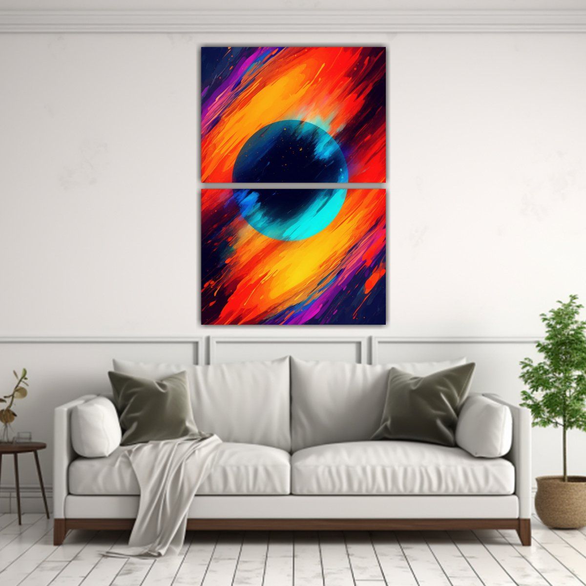 GENERICO - Lienzos Cuadro Coloridos Con Círculo Negro En El 80x120 Cm