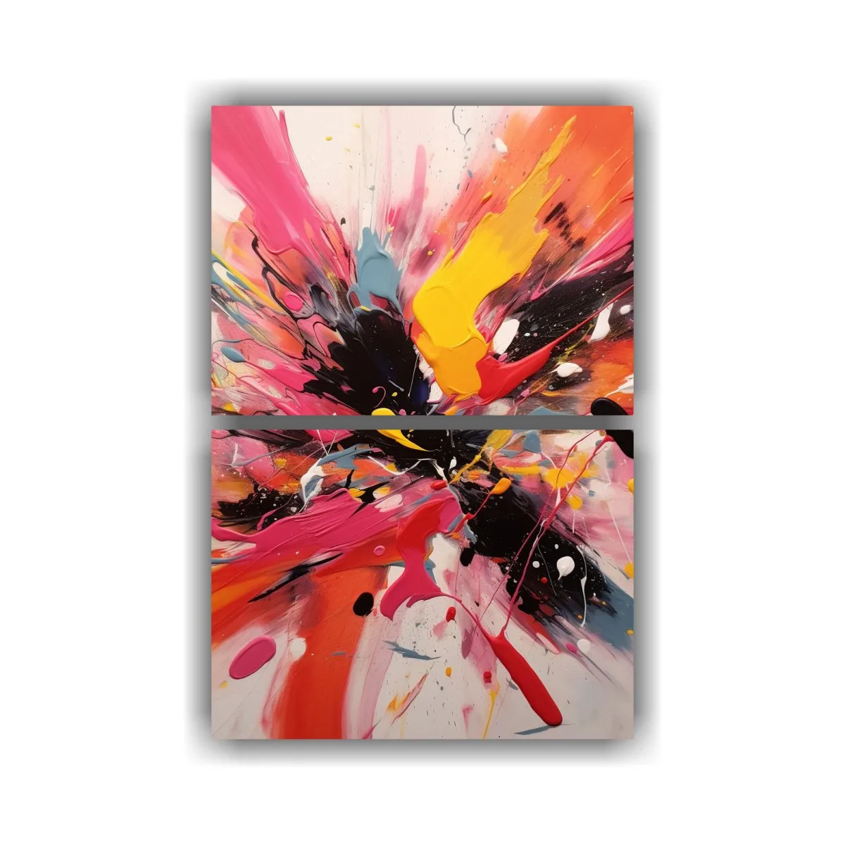 GENERICO - Pintura Abstracta Rojo Rosa Blanco Negro Amarillo 80x120 Cm