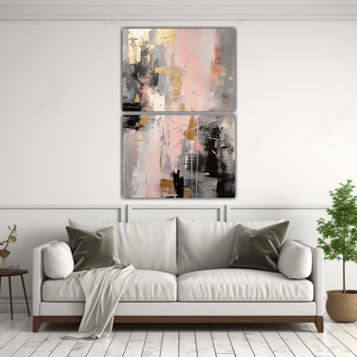 GENERICO - Conjunto 2 Lienzos Tela Esquema Pintura Abstracta 80x120 Cm
