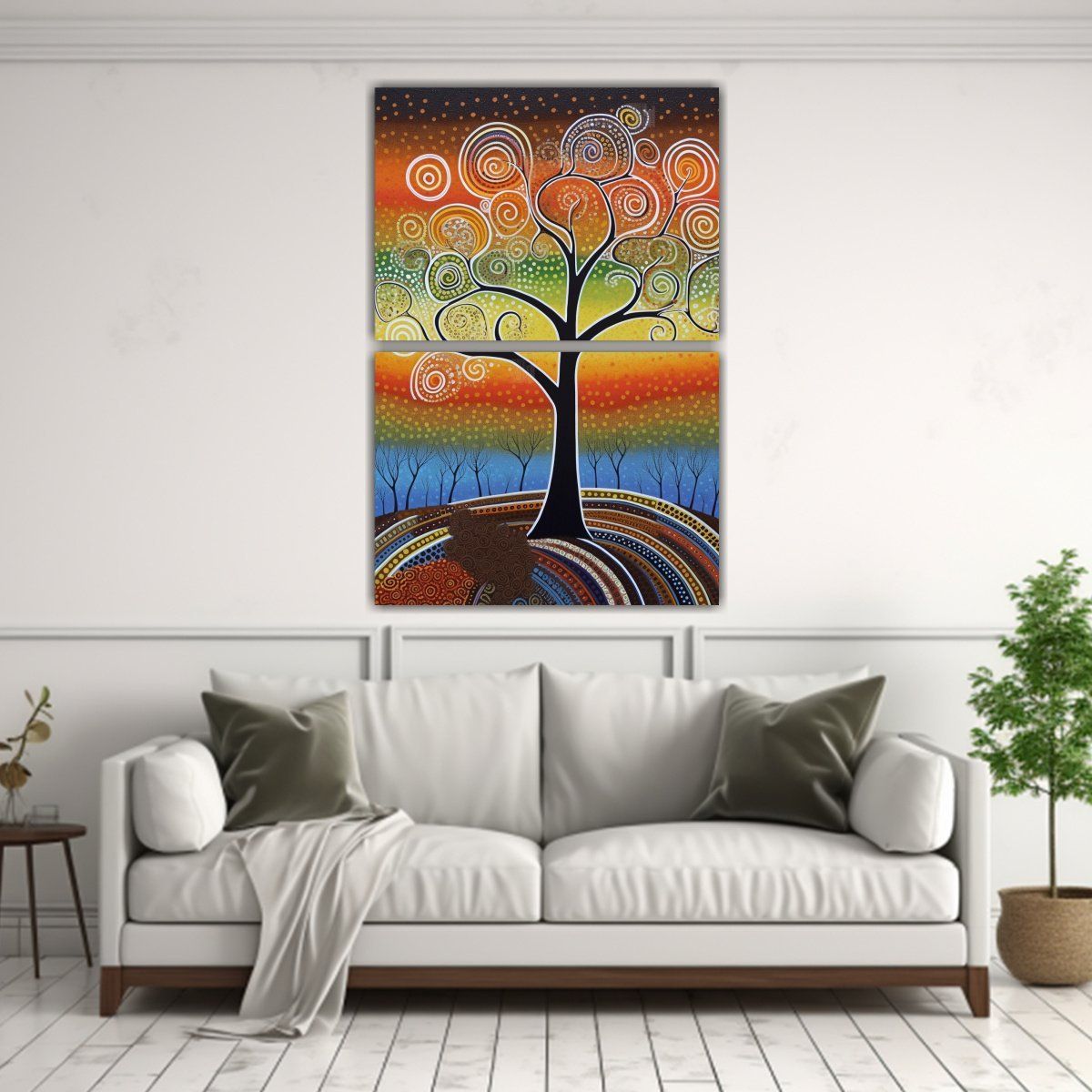 GENERICO - Cuadro Moderno Simétrico De Pintura Aborigen Mat 80x120 Cm