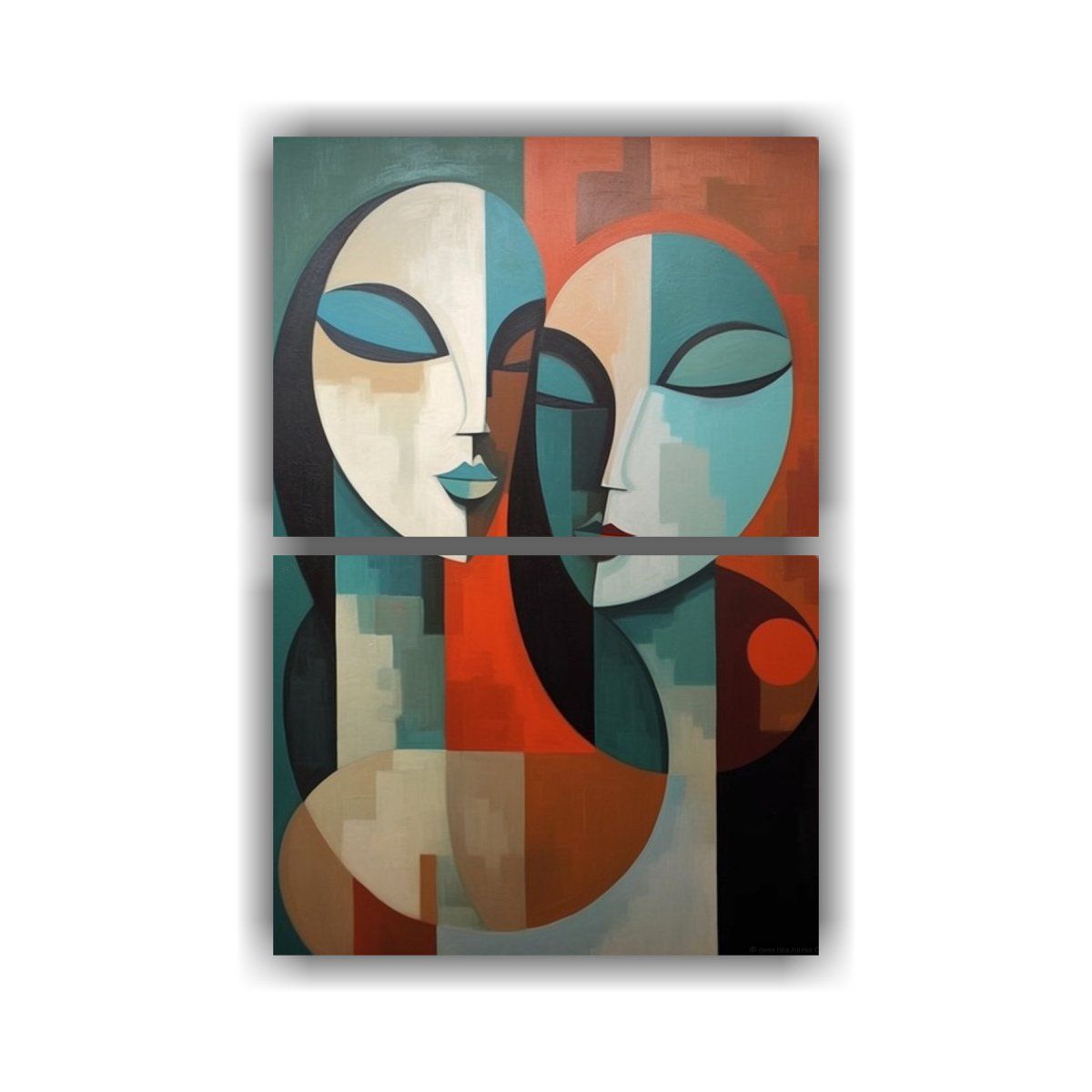 GENERICO - Pintura Abstracta Con Genio Y Cabra En Dos Artes 80x120 Cm