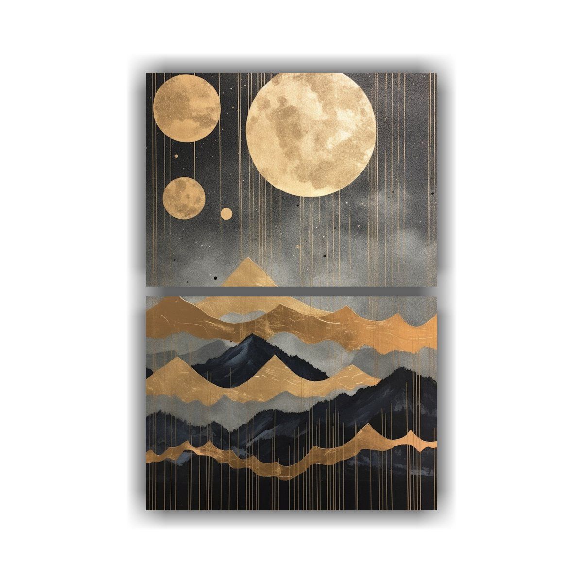 GENERICO - Cuadro Montaña Nocturna Intensa Con Fases 80x120 Cm