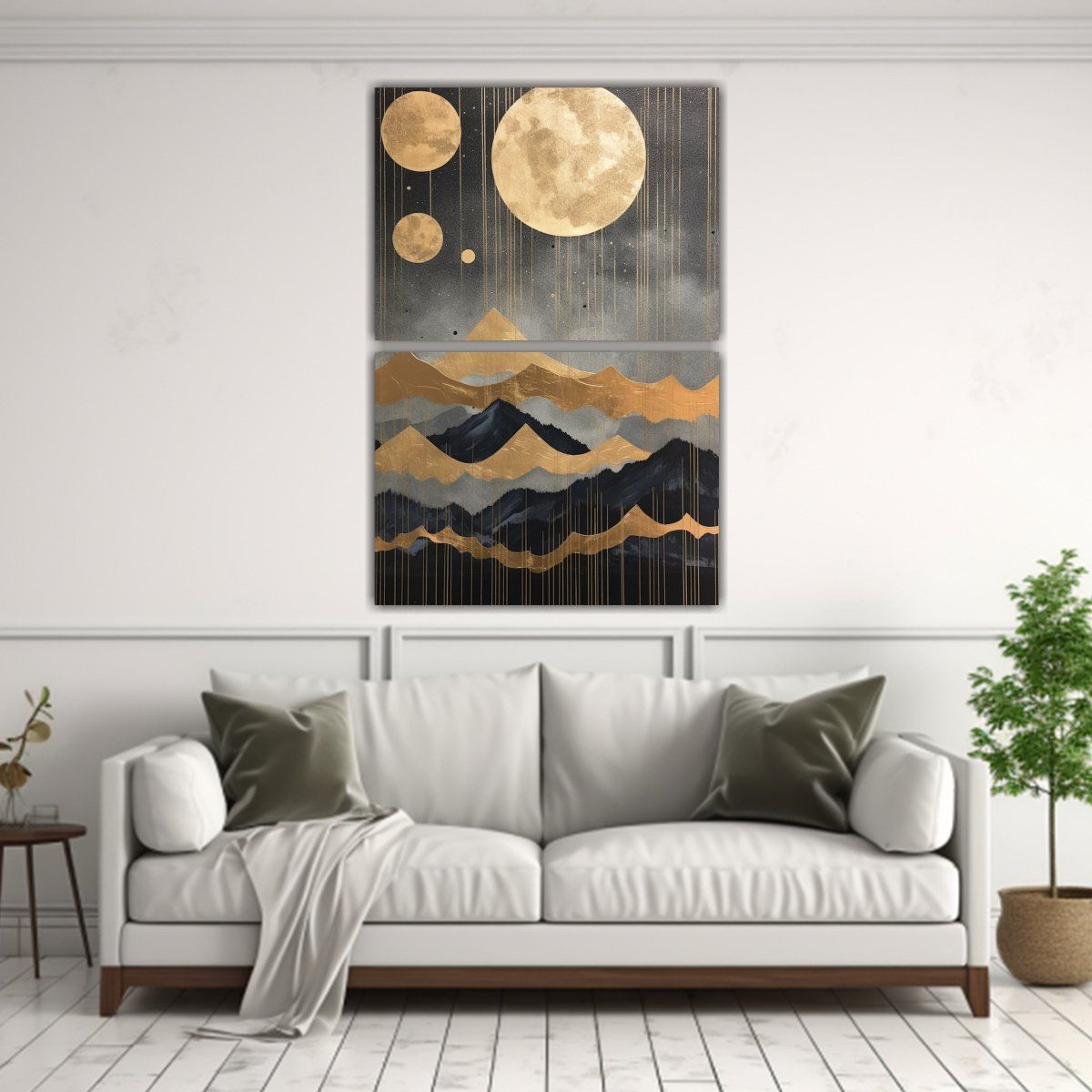 GENERICO - Cuadro Montaña Nocturna Intensa Con Fases 80x120 Cm