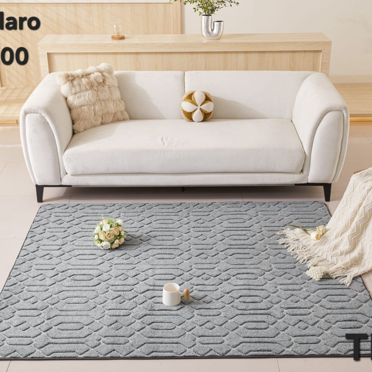 GENERICO - Alfombra Decorativa - Tapete Tejido Jacquard 160x200cm Gris 05