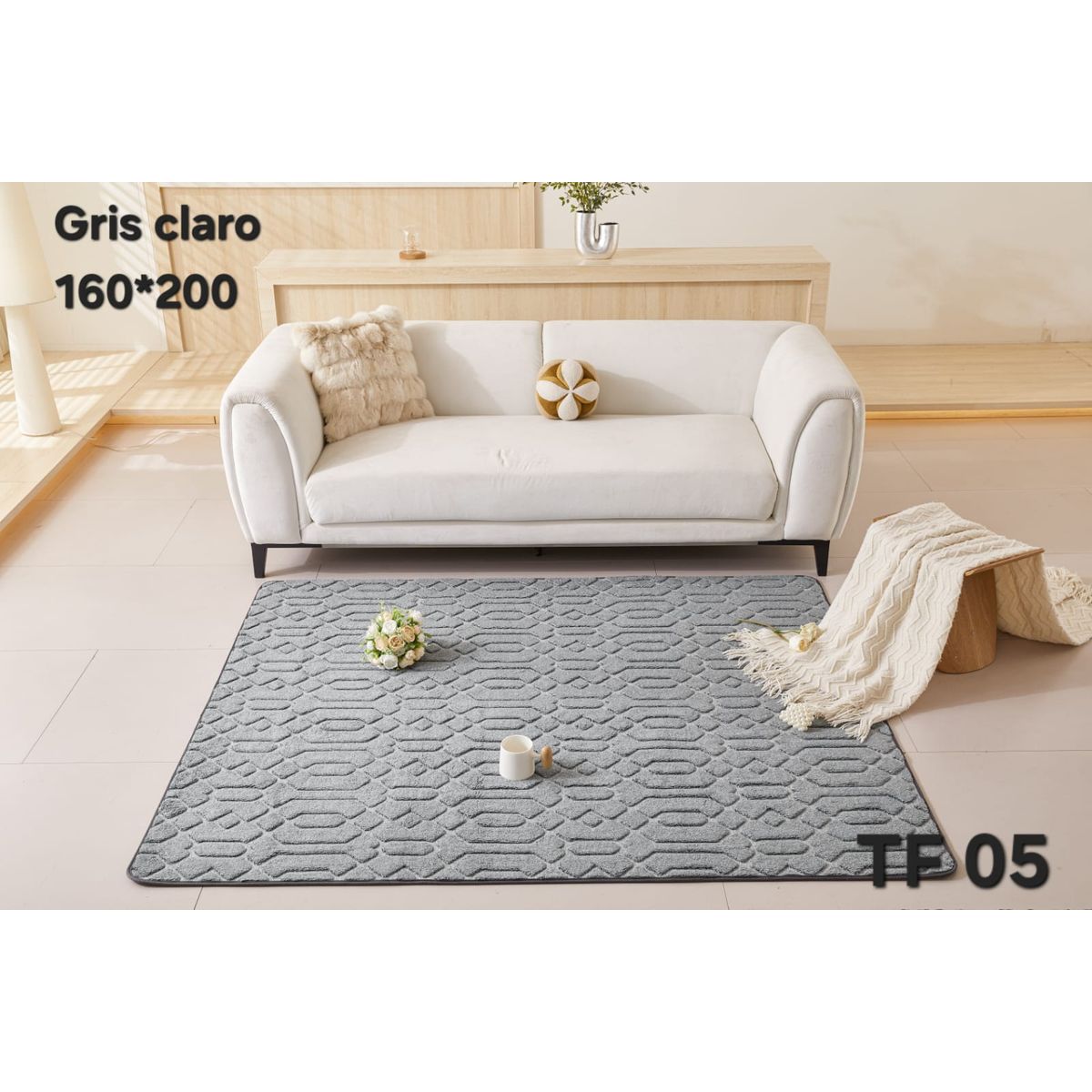 GENERICO - Alfombra Decorativa - Tapete Tejido Jacquard 160x200cm Gris 05