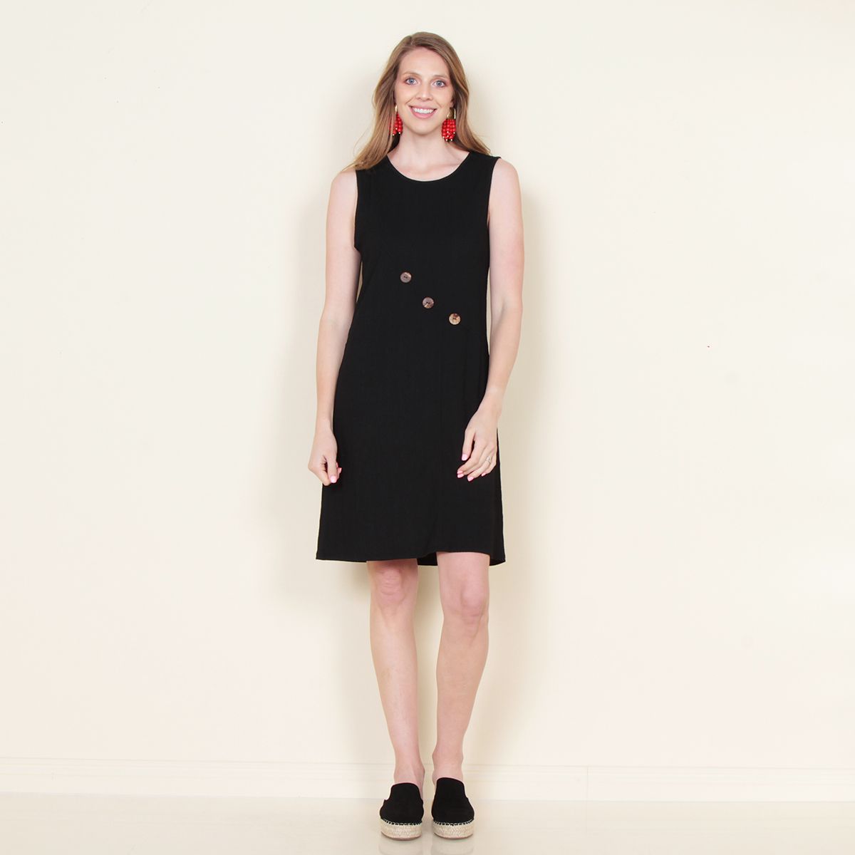 WADOS - VESTIDO SIN MANGA SOLIDO ESCOTE REDONDO CON CORTE EN DELANTERO