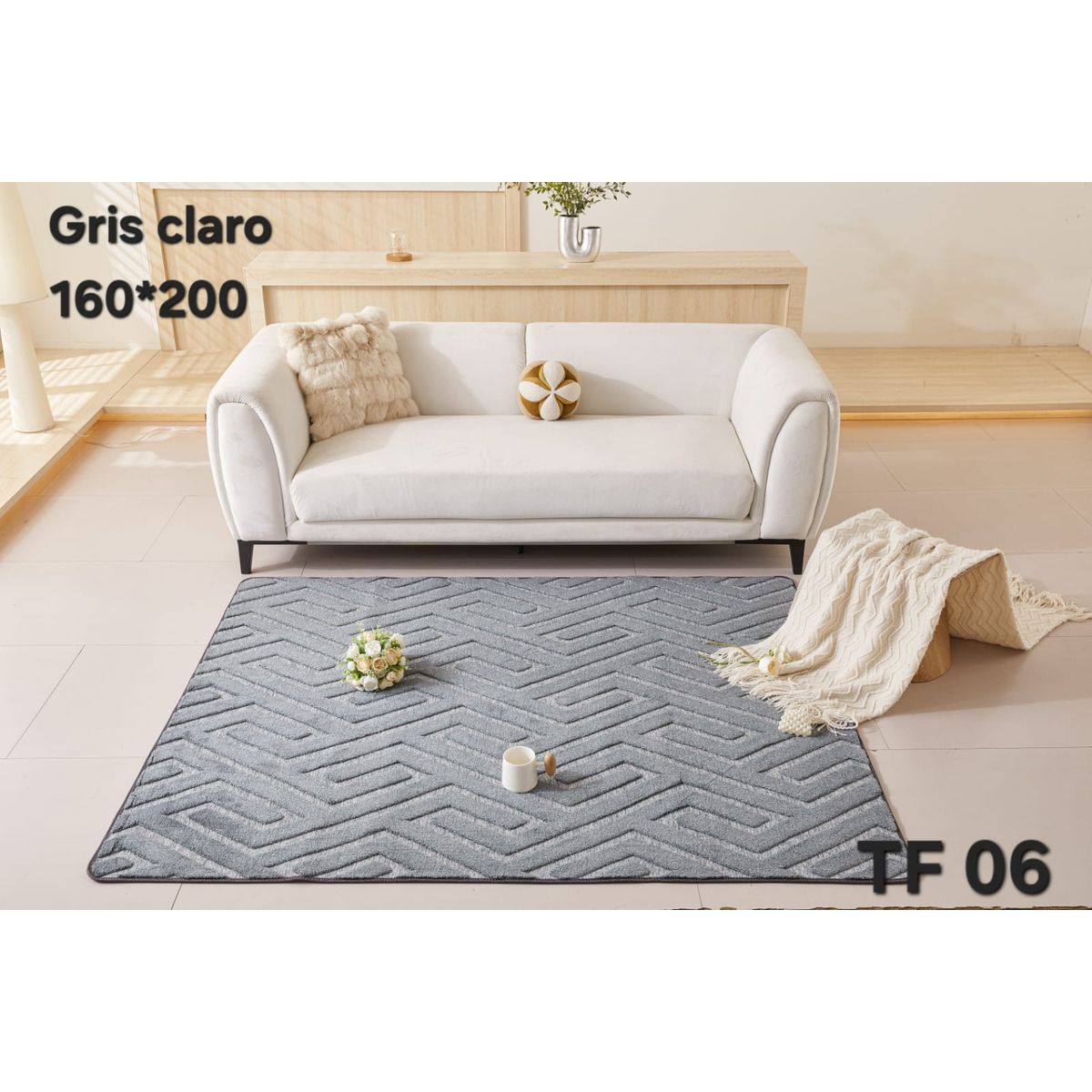 GENERICO - Alfombra Decorativa - Tapete Tejido Jacquard 160x200cm Gris 06