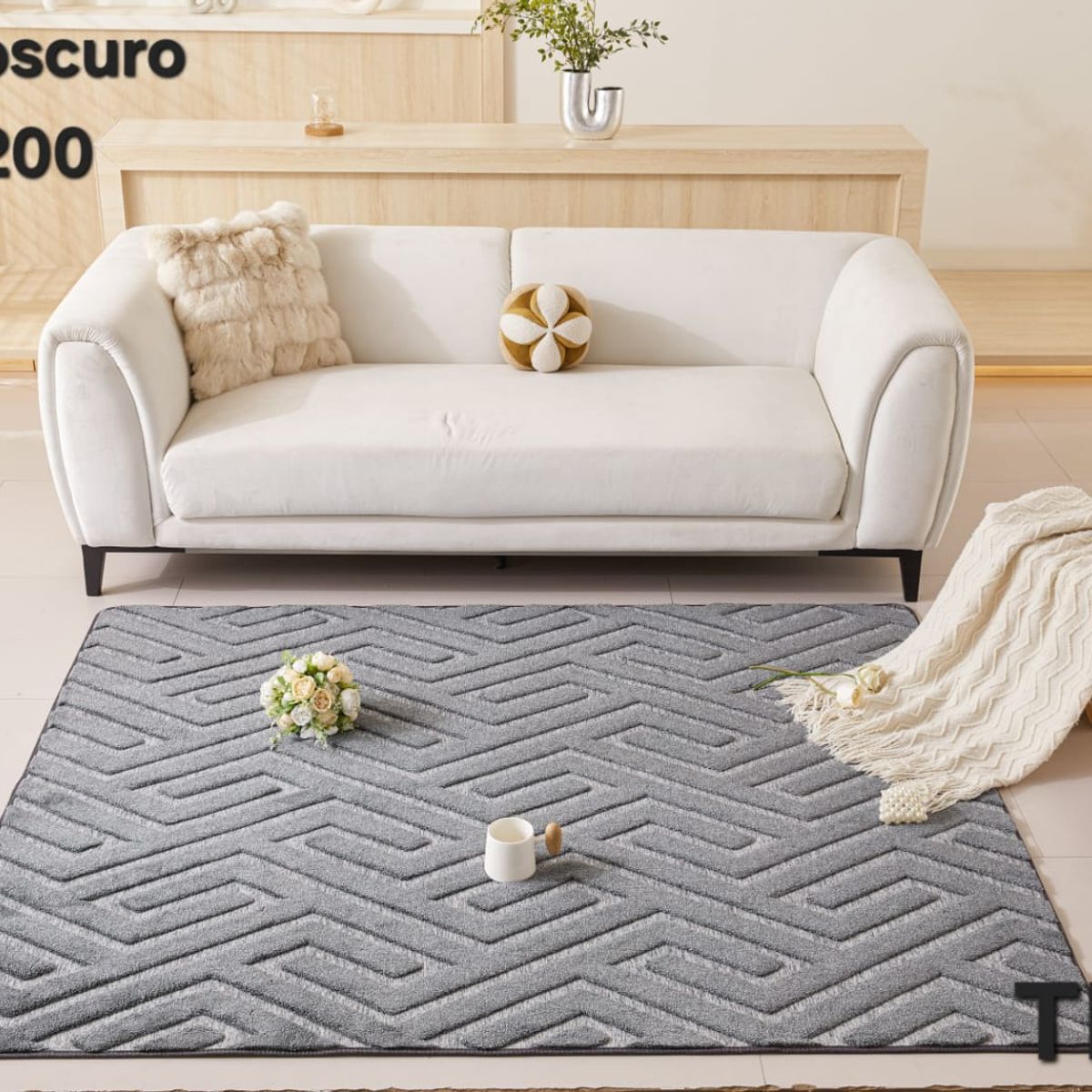 GENERICO - Alfombra Decorativa - Tapete Tejido Jacquard 160x200cm Gris Oscuro 08