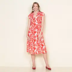 WADOS - VESTIDO MANGA CORTA ESTAMPADO ABOTONADO EN EL DELANTERO CON LAZO