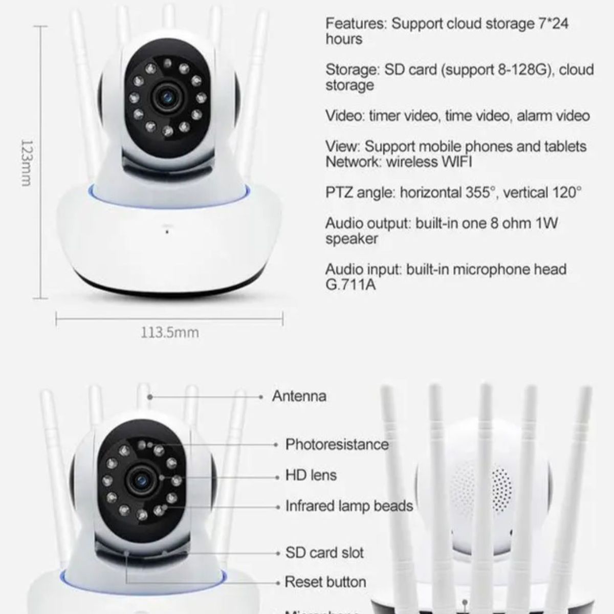 MOVI - CAMARA DE SEGURIDAD POR WIFI HD MOTORIZADA VISION NOCTURNA 360º