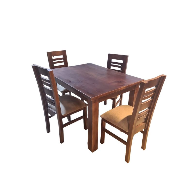 GENERICO - Comedor Volos Nogal  4 Sillas tapiz beige