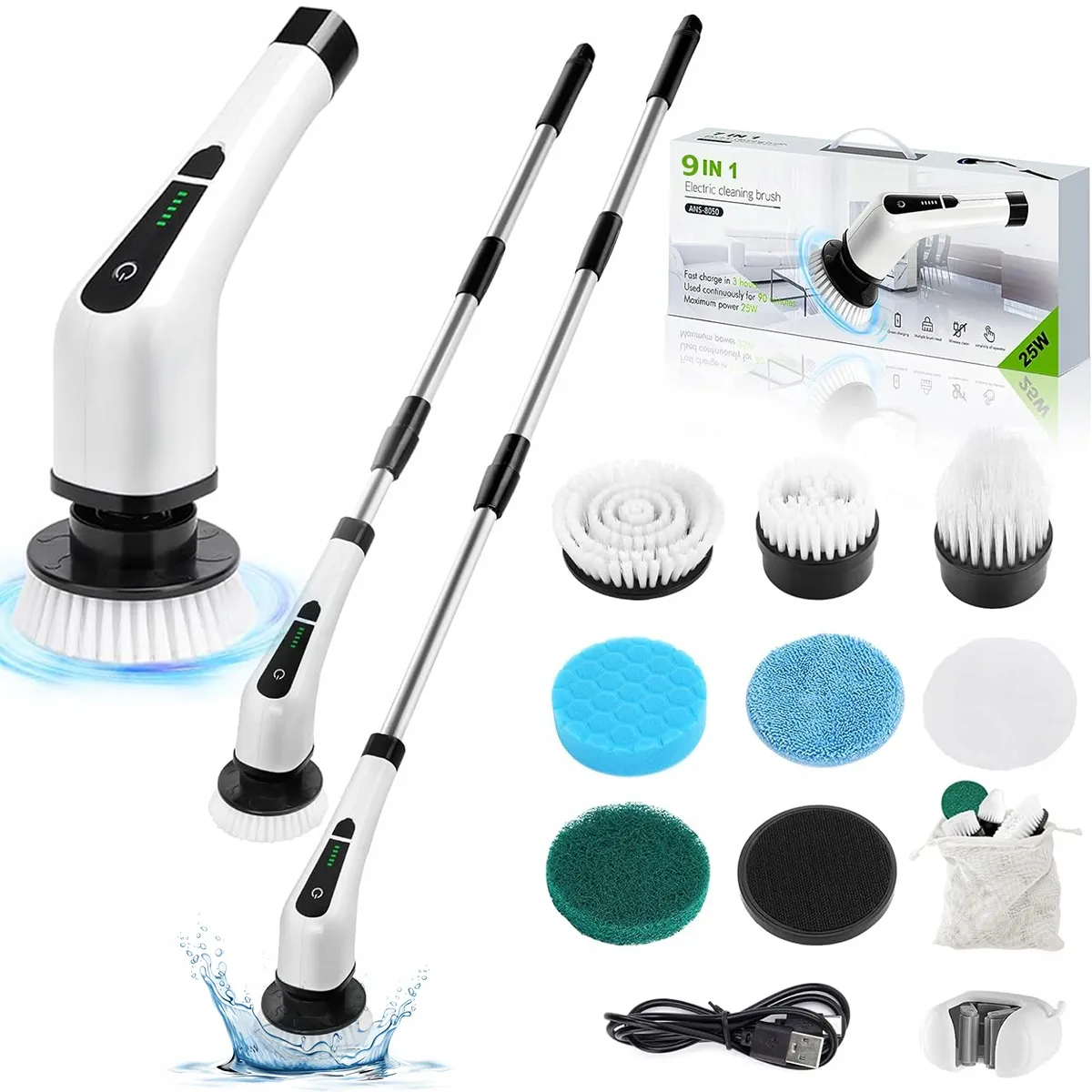 MOVI - CEPILLO DE LIMPIEZA INALÁMBRICO 7 EN 1, RECARGABLE