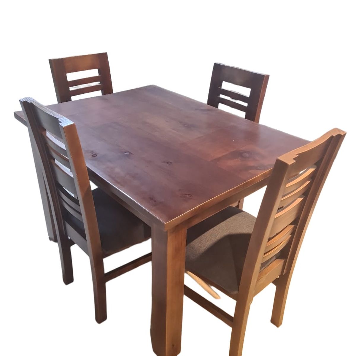 GENERICO - Comedor Volos Nogal  4 Sillas tapiz café