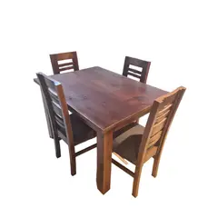 GENERICO - Comedor Volos Nogal 4 Sillas tapiz café