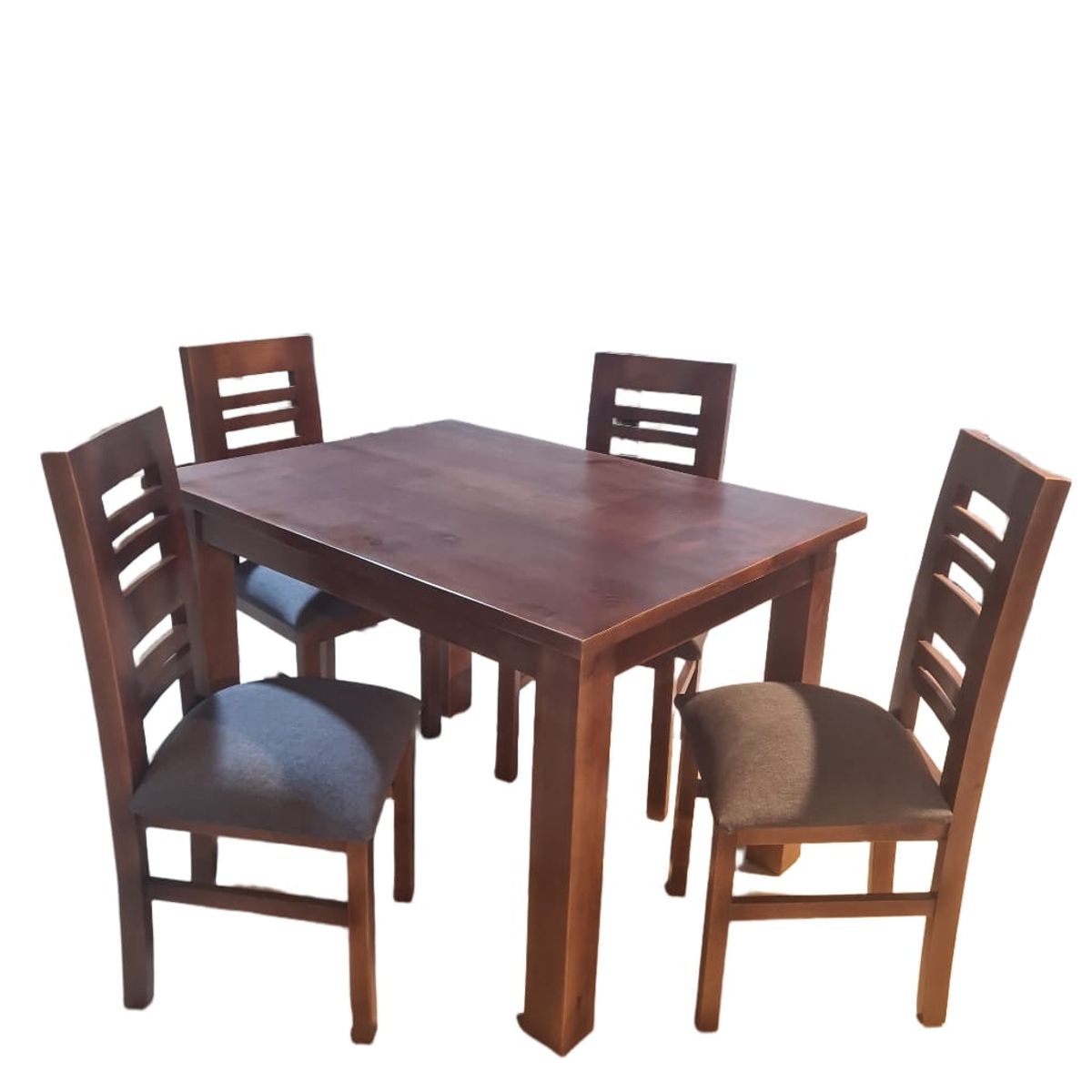 GENERICO - Comedor Volos Nogal  4 Sillas tapiz café