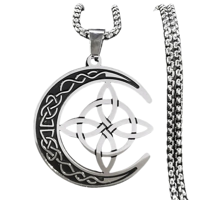 LK LUKSO - Collar Nudo de Brujas con Media Luna Acero Inoxidable