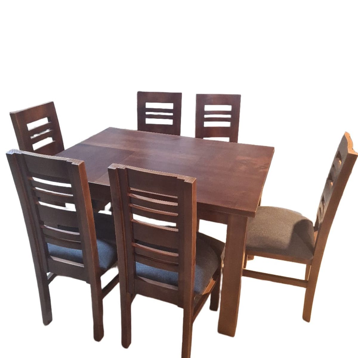 GENERICO - Comedor Volos Nogal  6 Sillas tapiz café