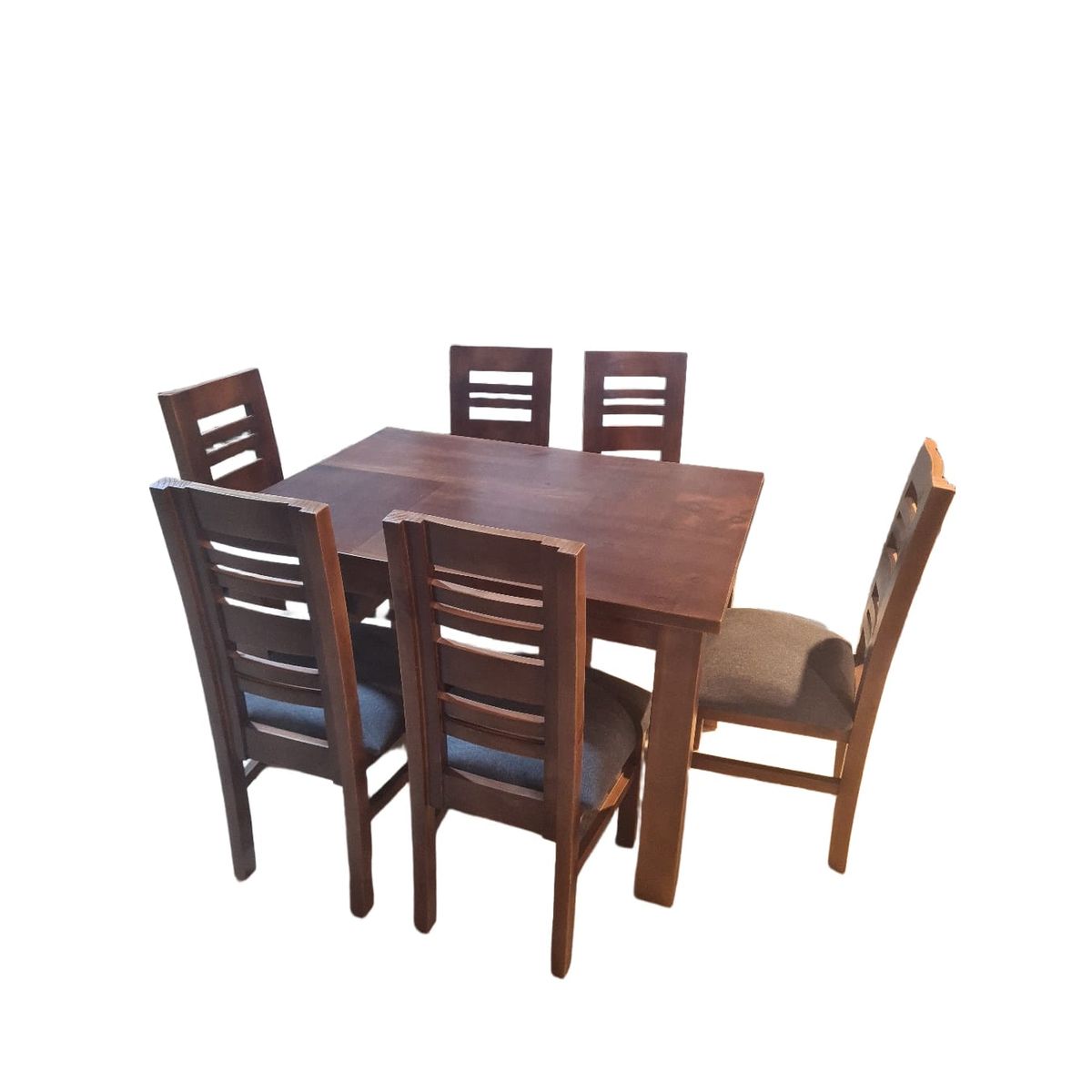 GENERICO - Comedor Volos Nogal  6 Sillas tapiz café