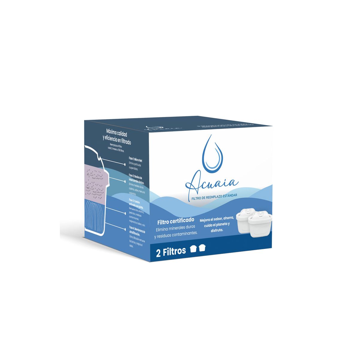 Pack 2 Unidades Filtro de Agua Acuaia Compatible con Brita Maxtra, marca ACUAIA - Foto Principal