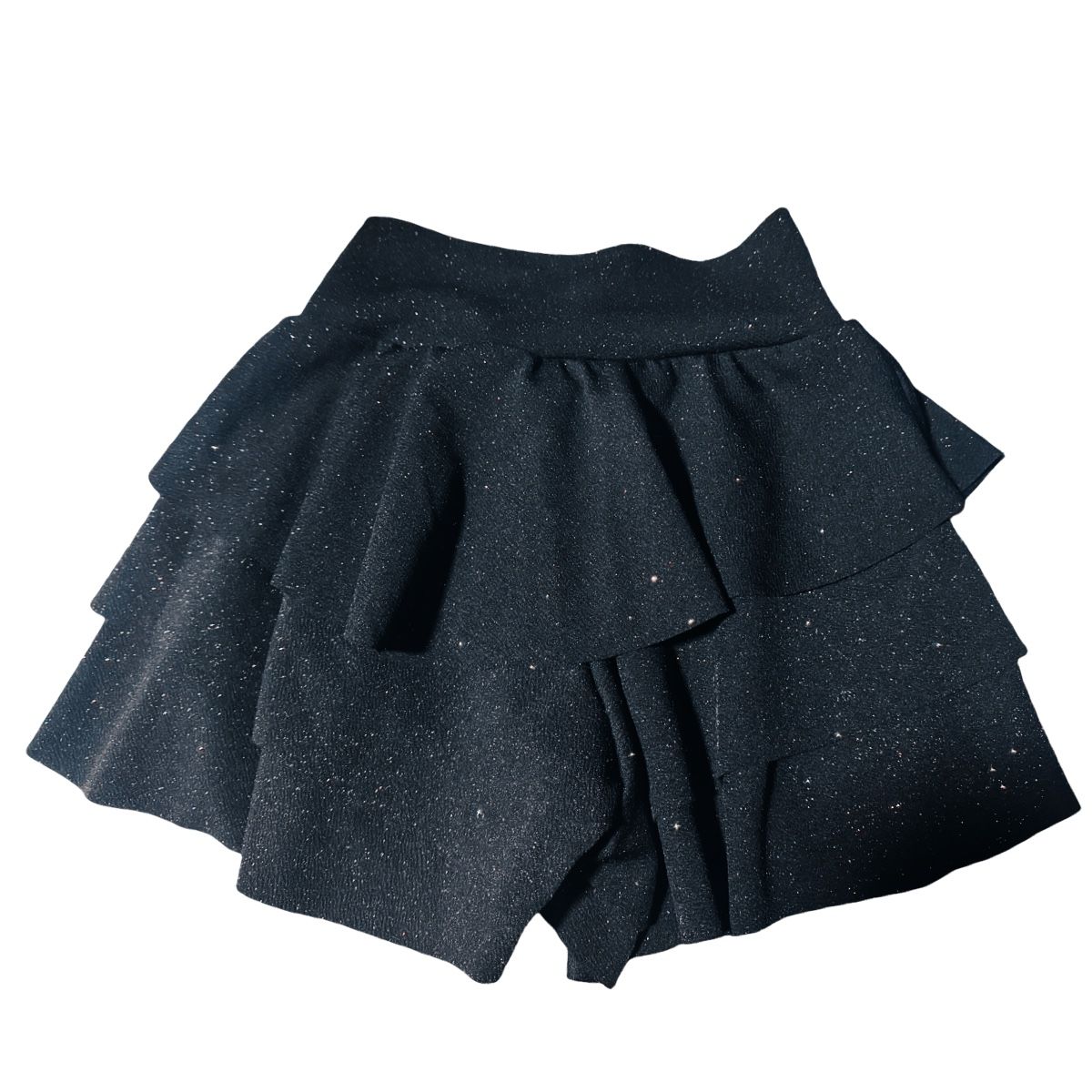 AAYO MODA - Falda Short Negra Brillante con Volantes  Moda Mujer