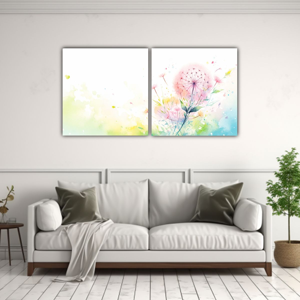 GENERICO - Pintura Abstracta De Flores De Diente De León En 140x70 Cm