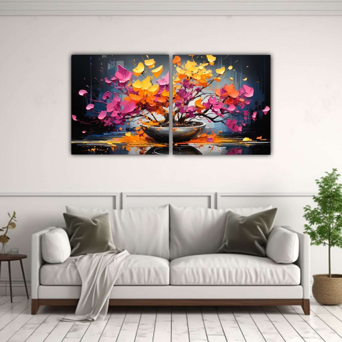 GENERICO - Pintura En Lona Ginkgo Biloba Bonsái En Colores 120x60 Cm