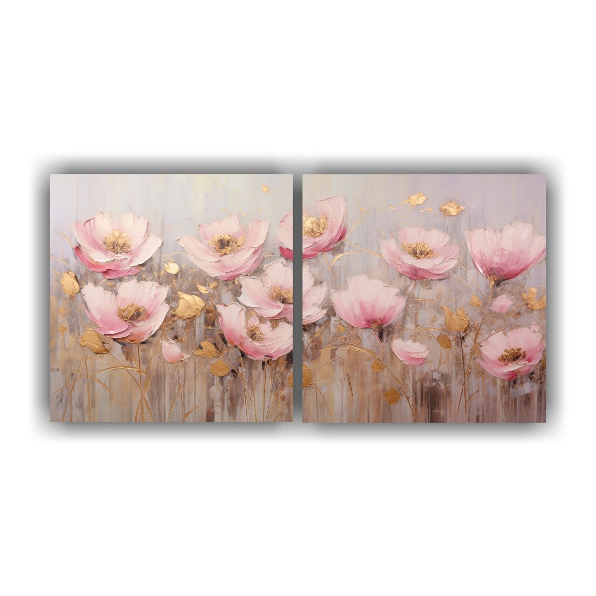 GENERICO - Pintura En Lienzo Con Flores En Colores Oro Y 120x60 Cm