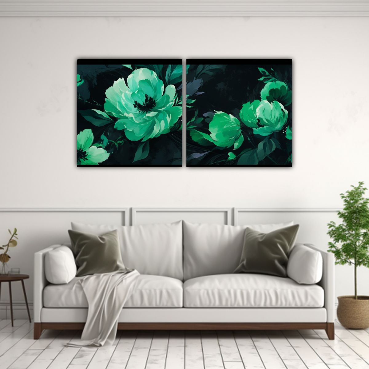 GENERICO - Lienzos De Tela Abstracción En Verde Y Negro Con 120x60 Cm