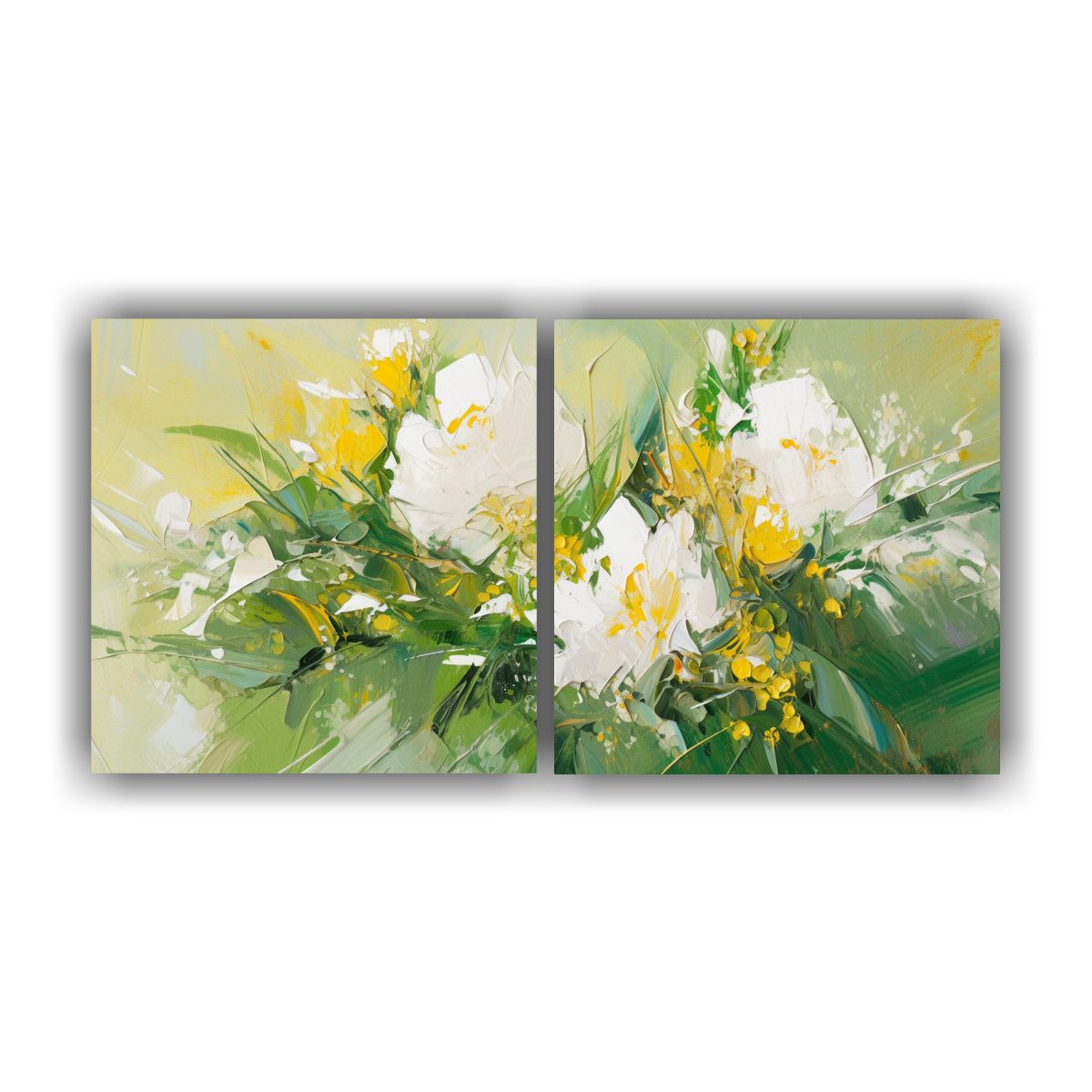 GENERICO - Pintura Decorativa De Flores Verde Y Dorado En 120x60 Cm