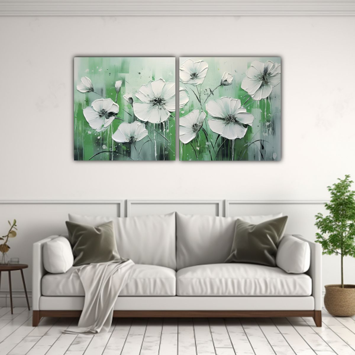 GENERICO - Pintura Lienzo Expresión Naturaleza En Verde Y 120x60 Cm