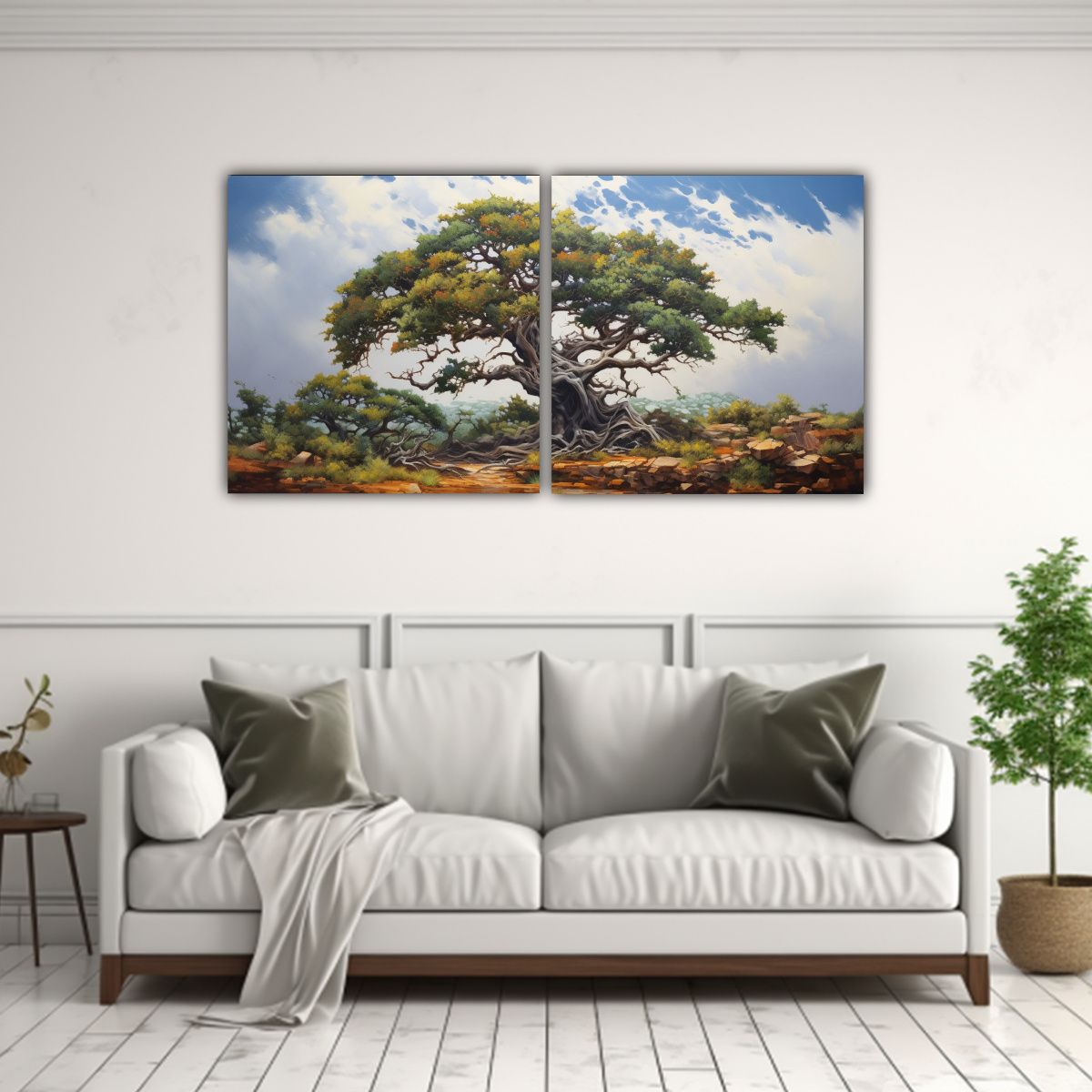 GENERICO - Pintura Abstracta De Un árbol De Enebro En Dos 140x70 Cm