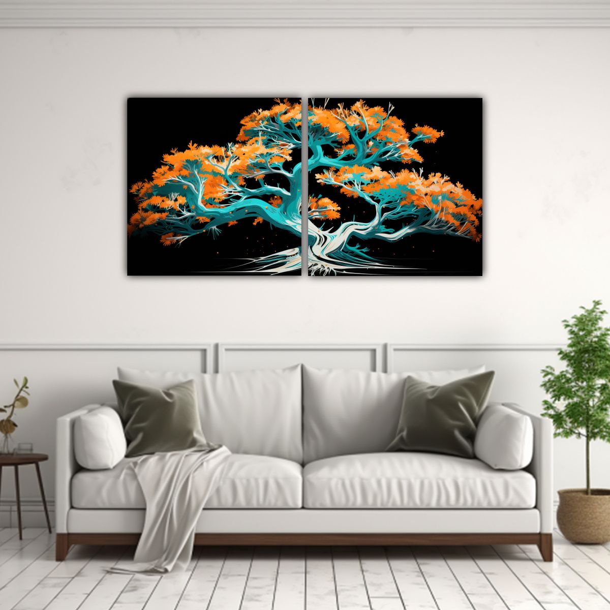 GENERICO - Cuadro Neonoir Un árbol De Enebro En Colores 140x70 Cm