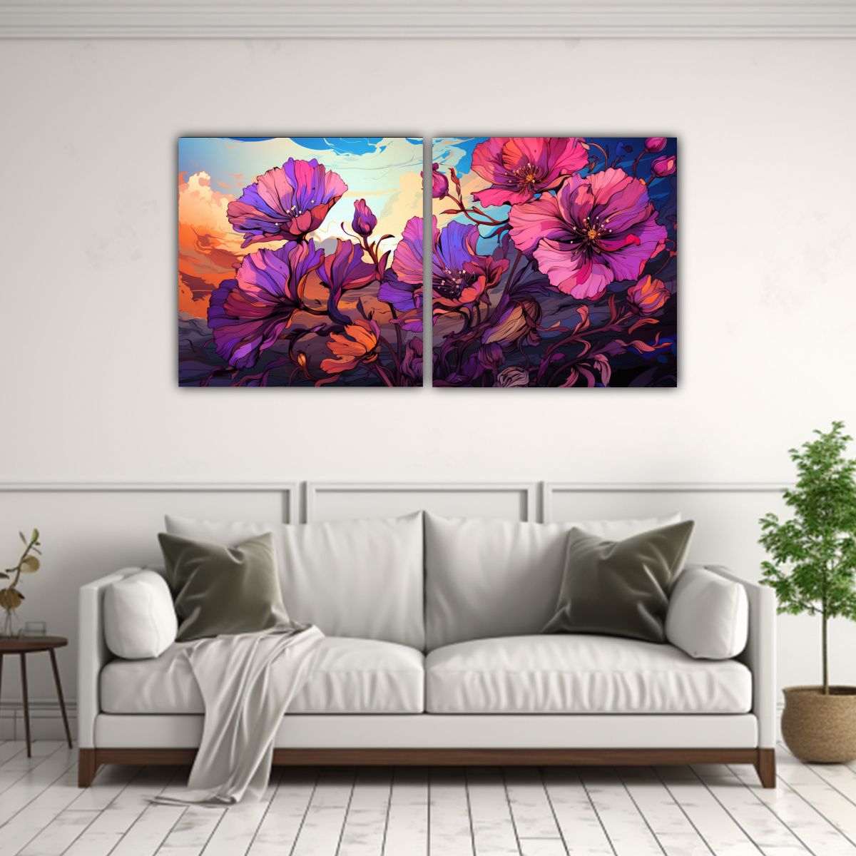 GENERICO - Cuadros Cuadro Simétrica De Hierbas De 120x60 Cm