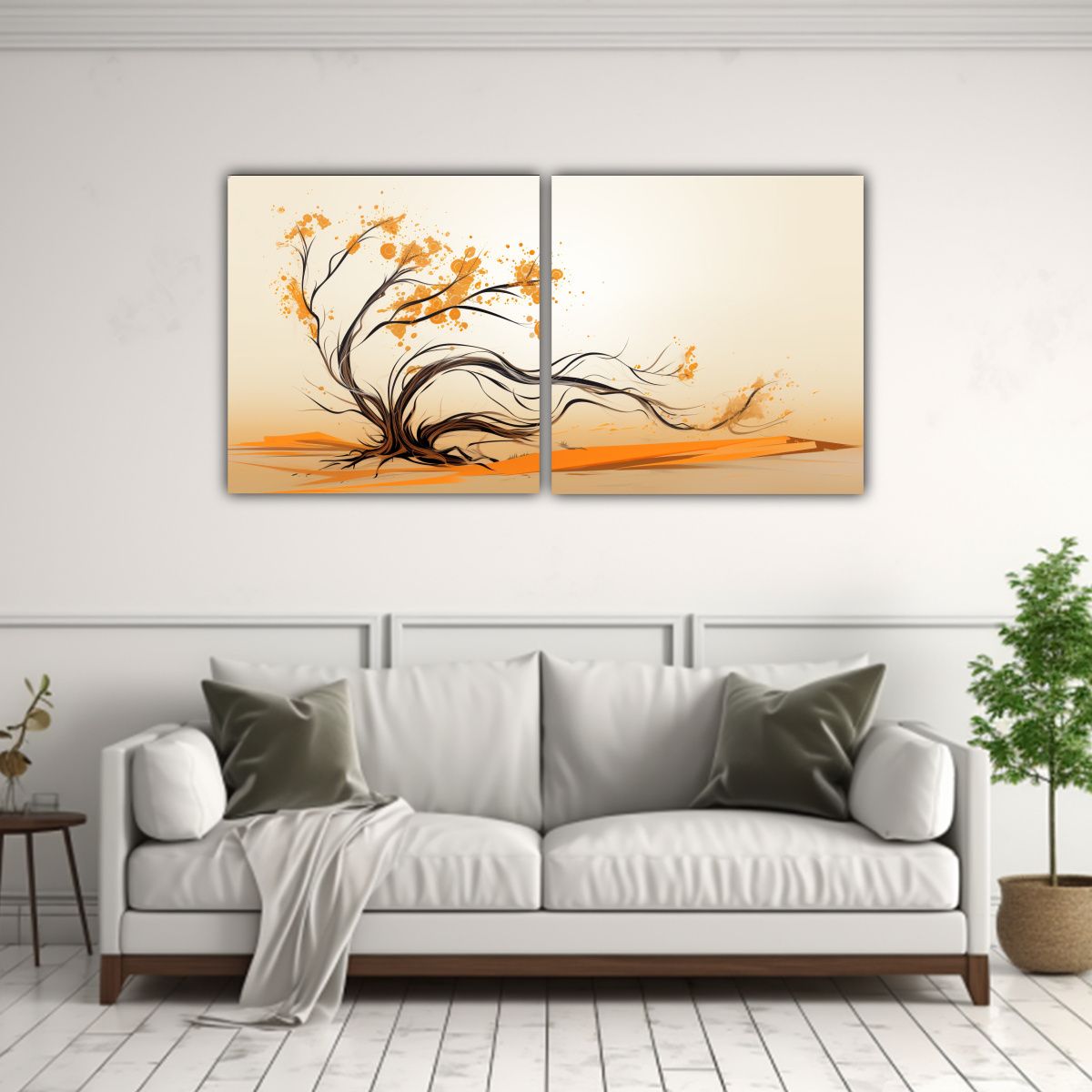 GENERICO - Pintura Decorativa En Tonos Naranja Y Dorado Con 140x70 Cm