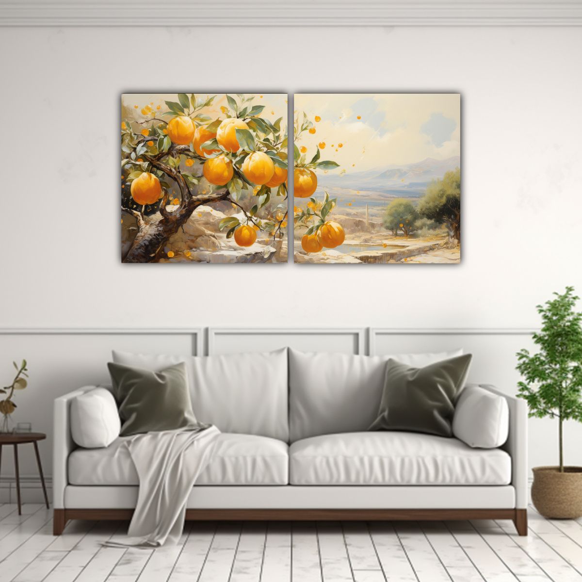 GENERICO - Cuadros Acuarela Minimalismo Árbol Naranjo 120x60 Cm