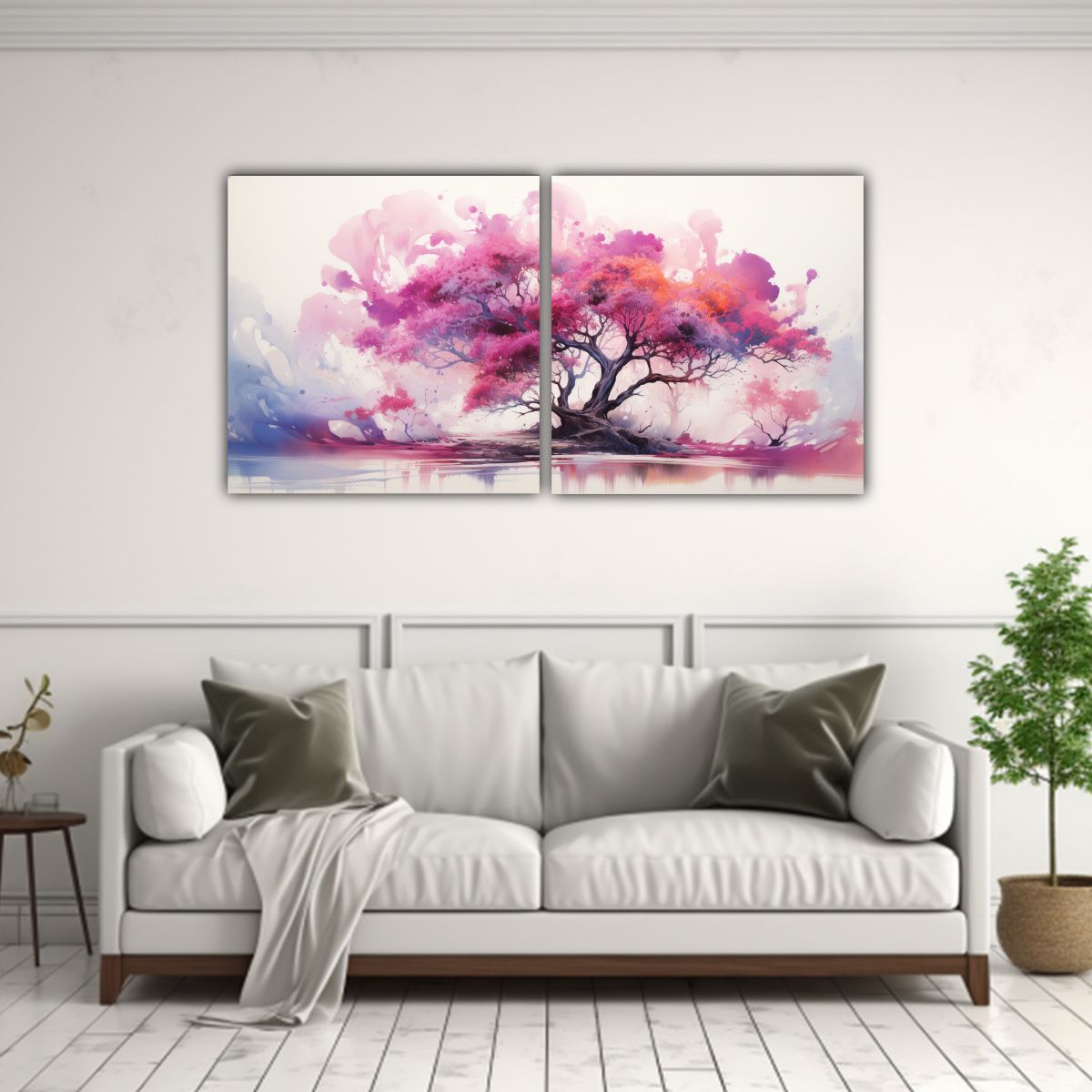 GENERICO - Pintura Abstracta Con árbol Tropical En Colores 120x60 Cm