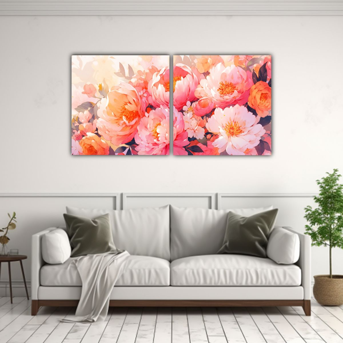 GENERICO - Cuadro Abstracto Acuarela Flores Vibrantes 140x70 Cm